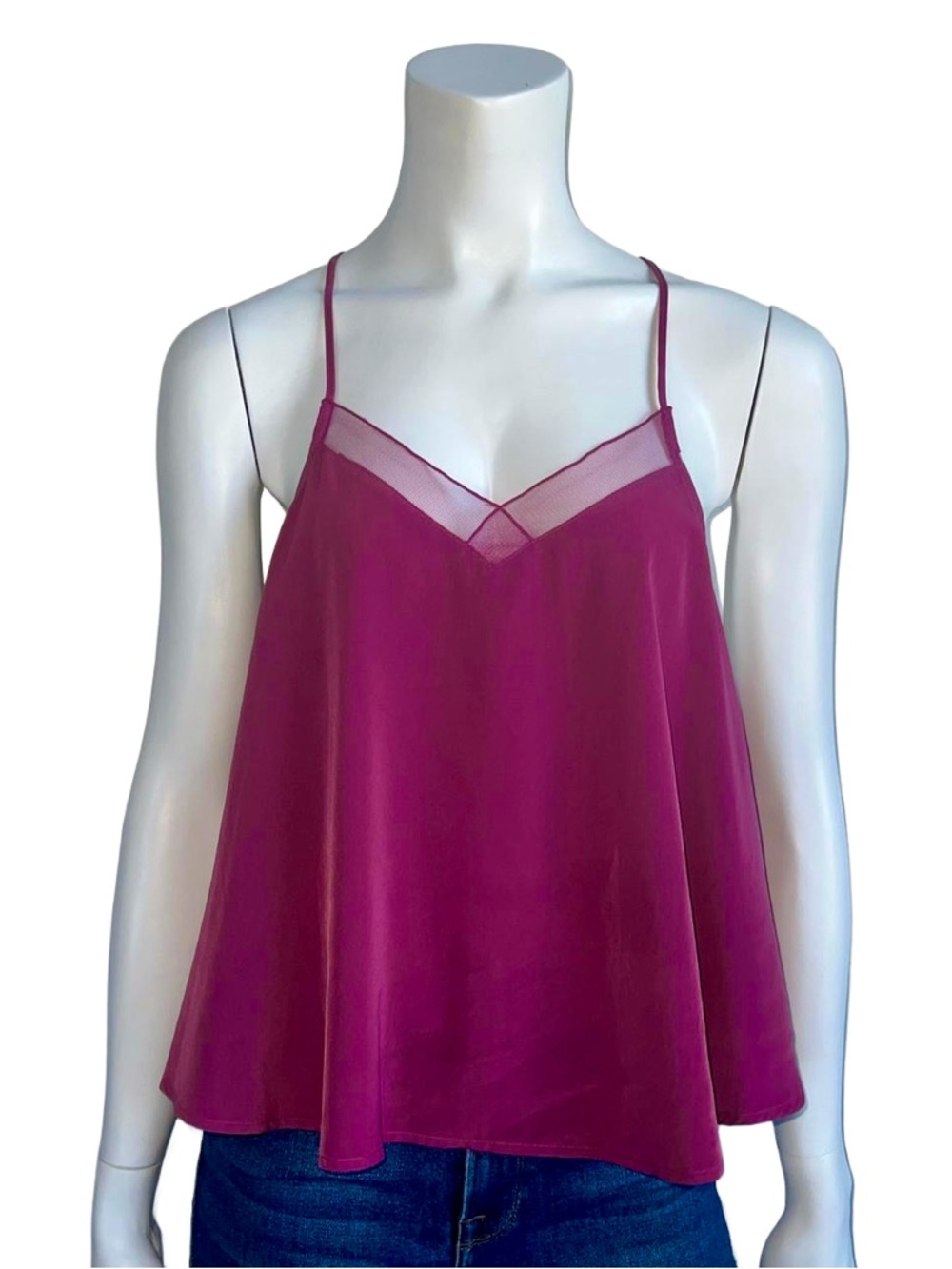 Free People Heartbeat Sheer‎ Mesh Panel Trim Swing Cami Tank Minimalist Ethereal